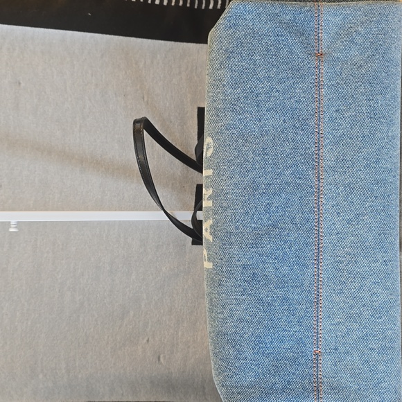 Balmain Leather-trimmed Denim Tote Back - Picture 5 of 6